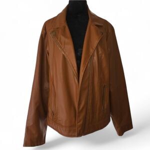 New Look Faux Leather Jacket – Brown 1X
